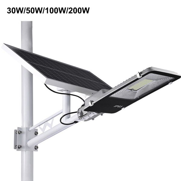 Réverbère Led Réverbère Solaire 30W 50W 100W 200W Éclairage Public Extérieur Étanche IP65 avec Panneau Solaire pour Road Street Garden