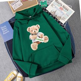 Street Lucky Teddy Bear Selfie Swag Girl grappige sweatshirt vrouwelijke hipster fleece hoody crewneck hoodies mode oversize pullover tops