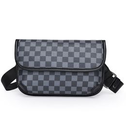 Street Heren Messenger Bag PU Trendy Plaid Mobile Phone Bag Mode schoudertassen voor mannen