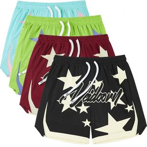 Straatstijl basketbal shorts met zijspleten polyester spandex Quick Dry Summer Mens Mesh Gym Shorts 240507