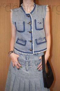 Street Style Jurken Designer 24 PA Nieuwe Denim Vest Jurk Mode Knappe Pocket Tooling Rok Pak 13FW