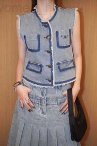 Street Style Jurken designer Designer 23PA Nieuwe Denim Vest Jurk Mode Knappe Pocket Tooling Rok Pak T7RP