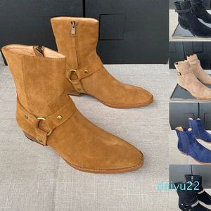 Zapatos de estilo callejero Hombre Slp Wyatt Botas con arnés Cuero de becerro Cuero de gamuza Bota marrón Botas de vaquero occidental Tamaño de calidad superior con caja