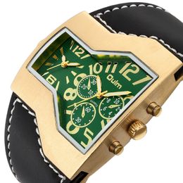 Street Style Watch Golden Oulm Brand Luxury Aankomst grote Dial Mens Watch Quartz Lumineuze man pols horloges 221K