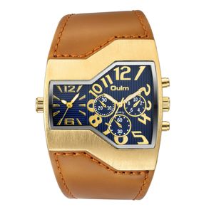 Reloj estilo callejero Golden Oulm marca de lujo llegada Esfera Grande reloj para hombre cuarzo luminoso hombre relojes de pulsera 305c