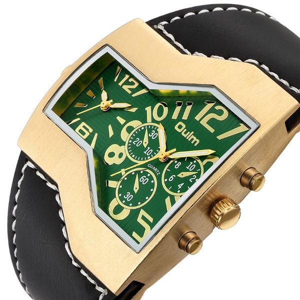 Montre de Style de rue doré Oulm marque de luxe arrivée grand cadran montre pour hommes Quartz lumineux homme montres-bracelets 257S