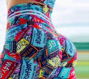 Estilo callejero Mujer Pantalones al aire libre Sexy Levantamiento de colillas Ropa para exteriores Ropa deportiva de cintura alta Capris con estampado 3D para mujer Yoga con trasero de burbuja 3867624