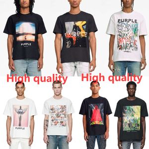 Street Trend Paars Bedrukte merken 2024SS Hoge kwaliteit katoen Los kort T-shirt voor mannen en vrouwen Lente zomer Unisex Casual Klassiek Mode