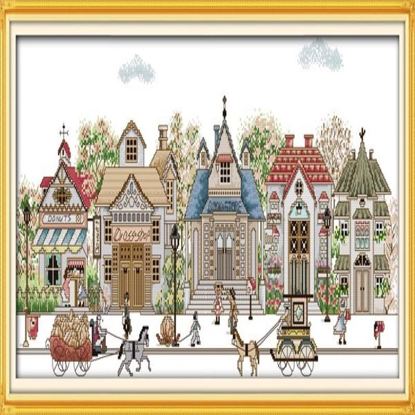 Street view château décor à la maison peinture à la main point de croix broderie couture ensembles compté impression sur toile DMC 14CT 11CT263h