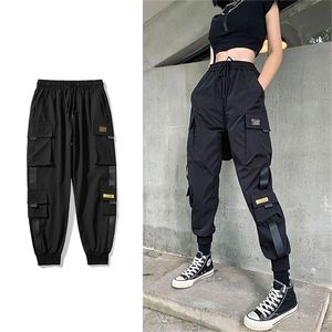 Streetwear pantalon noir femmes Style coréen taille élastique pantalons de survêtement Baggy pantalon été automne Hip Hop Harajuku pantalon femmes 220815