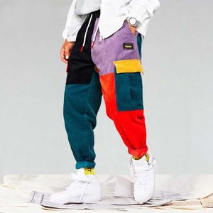 Pantalon Cargo Streetwear en velours côtelé Eden, pantalon de jogging pour hommes, Patchwork, poches aelyfriques, Harajuku, pantalon de survêtement Hip Hop