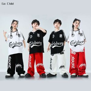 Streetwear Child Girls Crop Top Boys Hip Hop Graffiti T-shirt Sport Pantalon Loose Dance Street Dance Set Kids TEENS Costume de jazz F24523