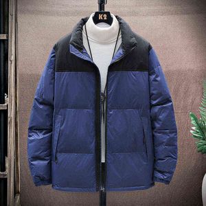 Streetwear Paar Winter Kleding Mannen en Vrouwen Mode Kleur Blokkering Puffer Jas Warm Thicken Coat White Duck Down Parka Tops G1115