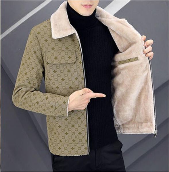 Veste de styliste streetwear pour hommes, manches longues, col en fourrure, polaire de luxe, en cuir suédé, manteau d'hiver épais pour hommes, L1068