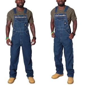 Streetwear Fashion Mens denim jumpsuits broek losse Suspender noodlijdende denim overalls voor man 240509