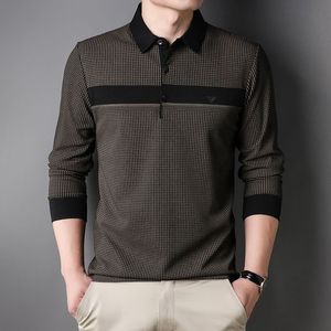 Streetwear Moda Vintage Hombres Camisa Polo a cuadros Ropa masculina Primavera Otoño Negocios Casual Suelto Manga larga Básico Versátil Top 231228