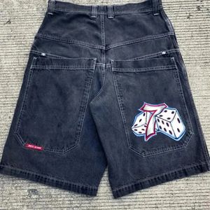 Streetwear graphic imprime denim shorts hip hop gym saggy gothique harajuku jeans y2k basket-ball décontracté noir pour hommes 240415