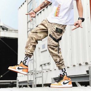 Streetwear Harem Joggers Mannen Linten Side-Pockets Camouflage Militaire Mens Broek Casual Slanke Lading Broek voor de mens X0615