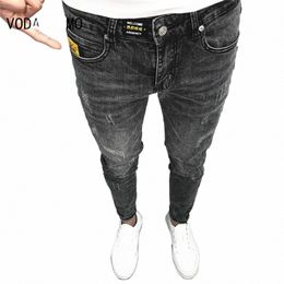 streetwear Hip Hop Homme Très Skinny Déchiré Stretch Denim Jeans Pantalon Slim Fit Noir Blanc Bleu Foncé Bleu Clair Jeans 13px #