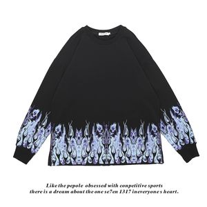 Streetwear Hip Hop Paars Vlam Print Herfst Winter Hoodies Sweatshirts Mannen Sportieve Casual Losse Mode Lange Mouw Trui Top 211231