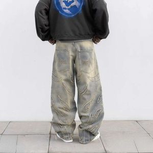 Streetwear Hip Hop Retro Distressed Patchwork Baggy Jeans Mens Dames Nieuwe Haruku Gothic High Tailed brede broek