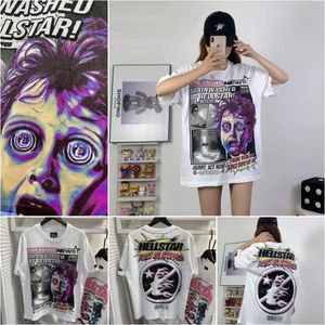 Streetwear hiphop t-shirts hell star ronde hals tee zwart hellstar shirts causul korte mouwen top wash straat losse tshirt letterprint t-shirt voor mannen vrouwen