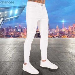 Streetwear Jeans Hommes Mode Déchiré Trous Skinny Détruit Denim Pantalon Mâle 2022 Nouveau Haute qualité Blanc Joggers Jeans HKD230829