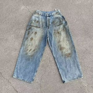 Streetwear jeans heren broek hiphop vintage baggy jeans hoge taille wijd been broek