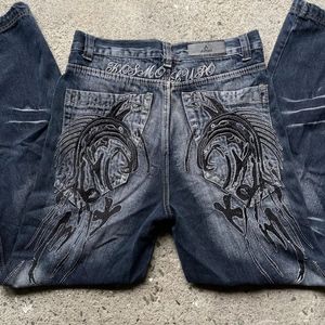 Streetwear Jeans Y2K Hip Hop Broidered vintage Blue Baggy Pantal