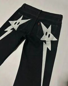 Jean Streetwear Y2K Hip Hop Star imprimé graphique Baggy pantalon noir hommes Harajuku gothique taille haute pantalon large 240301