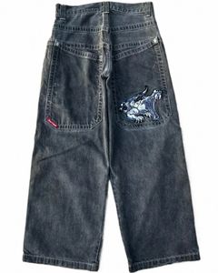 streetwear JNCO Jeans Y2k Hip Hop Carto Grafische Print Vintage Baggy Jeans Zwarte Broek Mannen Vrouwen Hoge Taille Wijde Pijpen Broek 23br #