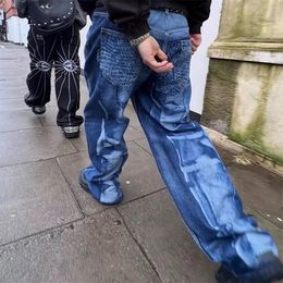 Streetwear Jeans Loose Men's 2024 Nuevos jeans de hip-hop pantalones rectos