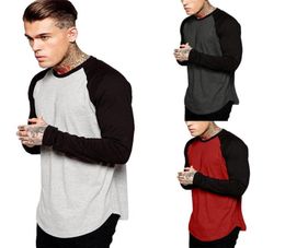 Streetwear hommes Baseball à manches longues épissage t-shirt col rond mode décontracté Cago sport équipe t-shirt haut d'automne taille M3XL6552209