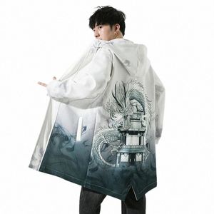 Streetwear Veste à capuche pour hommes Lg Trench surdimensionné 2022 Hommes Lg Trench Casual Imprimé Hommes Femme Veste Manteau Fi Vêtements 93sB #