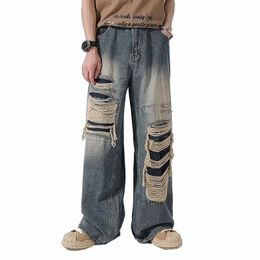 Streetwear Jeans pour hommes 2023New Femmes Vintage Loose Wide Leg Pantalon Casual Hip-Hop Mop Pantalon Y2K Punk Baggy Denim Pantalon q2sd #