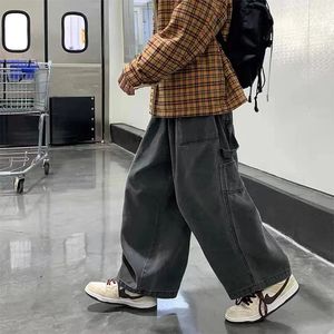Streetwear Multi-Pocket Jeans Cargo PantsLose Plus Size Wide Leg Pants Japanse Harajuku Casual denim broek mannen kleding 240403