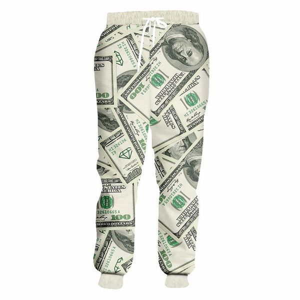 Pantalon Streetwear hommes femmes pantalons décontractés drôle 3D argent Dollar imprimé survêtement pantalon unisexe Rock Punk Hip Hop pantalons de survêtement surdimensionnés