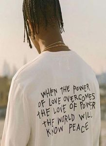 Streetwear paix amour lettre imprimé hommes t-shirt droits de l'homme graphique t-shirt coton Pover of Love citations inspirantes Grunge tissu 25005806