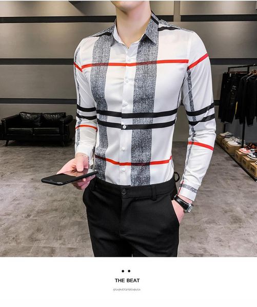 Streetwear Social Blouse Camisa Masculina 2022 printemps coréen concepteur décontracté hommes chemise à manches longues Slim Fit hommes chemises habillées