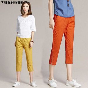 Streetwear été femmes pantalons femme couleur bonbon taille haute sarouel capris pour femmes pantalon femme grande taille 210608