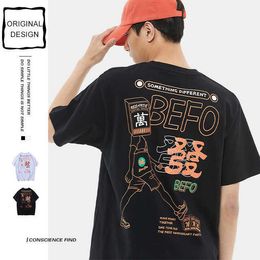 Streetwear T-shirt Mannen Mode Cool Mahjong Chinese Kanji Print Heren Designer Tee Shirts O-hals Casual Hip Hop Oversized Tees 210527
