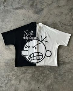 Streetwear T -shirt Y2K Harajuku Hip Hop Letter Cartoon Grafische print Oversized T -shirt Mens Ronde hals Katoen Korte Mouw Tops 240402