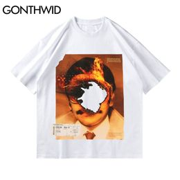 T-shirts streetwear hip hop feu flamme brûlant affiche coton t-shirts harajuku décontracté punk rock gothique t-shirts dessus de chemise 210602