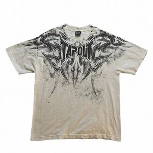 Streetwear Tapout T-shirt Y2K Heren Hip Hop Brief Grafische Print Oversized T-shirt Harajuku Ronde Hals Cott Korte Mouw tops O2Aq #