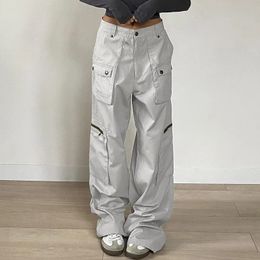 Streetwear ritszakken ladingbroeken vrouwen casual rechte been spijkerbroek jeans Harajuku Low Rise Baggy Pants Outfits 240508