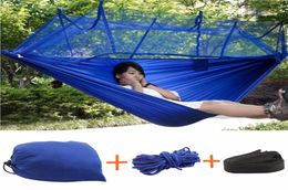 Mosquitera de tela resistente, hamaca portátil extra alta para acampar, cama colgante ligera, cama de viaje plegable y duradera, 3 colores 8131726