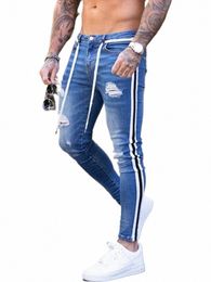 Strepen Voor Jeans Bike Skinny Jeans Hommes Stretch Denim Pantalon Taille Élastique Grande Taille Europese S-4XL Casual Sandbeach Hommes Pantalon u8zk #