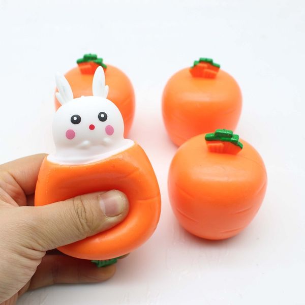 Soulagement du stress Fidget Toys Pop Up Squishy Rabbit Squeeze Toys Squish Carrot Rabbit Pour Pâques