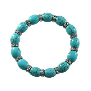 Stretch Bracelet turquoise artificiel Perles de ramiage pour femmes 1 rangée Bracelet de poignet