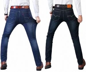 Jeans extensibles pour hommes, pantalons Lg droits et polyvalents, Style automne/hiver, Q0VP #